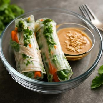 Rouleaux de Printemps Végétariens aux Herbes Fraîches et Sauce Cacahuète