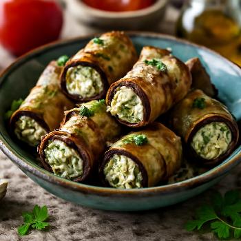 Roulés d'Aubergine Farçis à la Ricotta et aux Herbes Fraîches