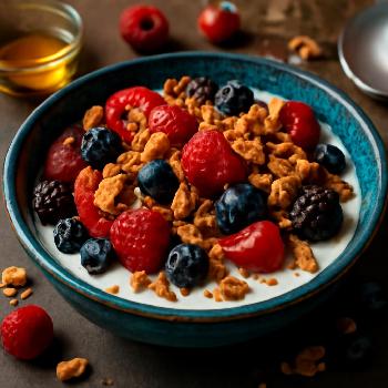 Salade de Baies d'Été au Yaourt Grec et Granola Croquant