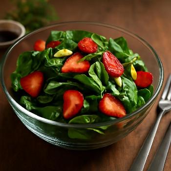 Salade d'épinards et fraises à la vinaigrette balsamique
