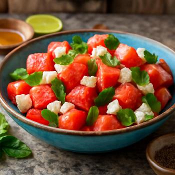 Salade Rafraîchissante Pastèque et Feta à la Menthe