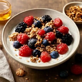 Bol de Baies Fraîches au Yaourt Grec et Granola Maison