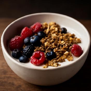 Bol Déjeuner au Yaourt Grec aux Fruits Rouges et Granola Maison