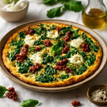 Frittata aux Épinards, Tomates Séchées et Ricotta