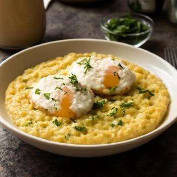 Grits au parmesan et aux œufs pochés