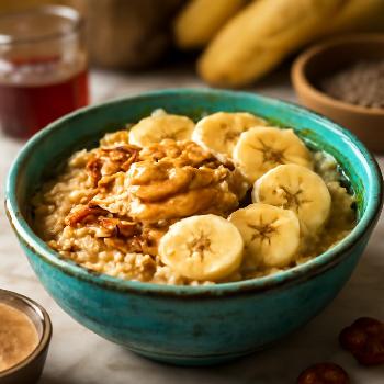 Gruau à la mijoteuse aux bananes et beurre de cacahuète