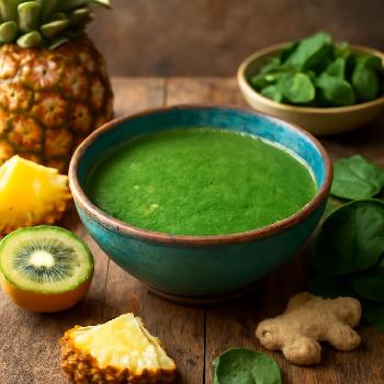 Jus Vert Tropical : Ananas, Kiwi et Épinards