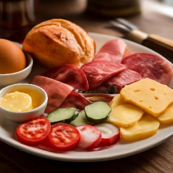 Petit-déjeuner Allemand Traditionnel : Brötchen, Charcuterie et Fromage