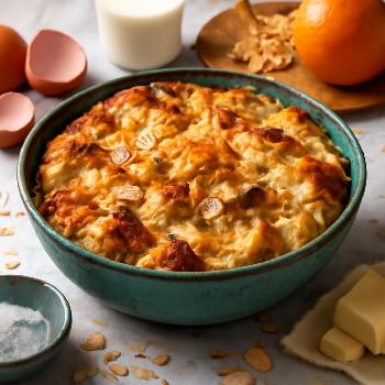 Pouding au Pain Brioché à l'Orange et aux Amandes