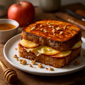 Sandwich Grillé Brie, Pommes et Miel