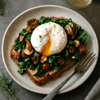 Toast aux Champignons et Œuf Poché
