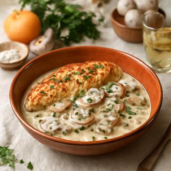 Blanc de Poulet Grillé Sauce Crémeuse aux Champignons
