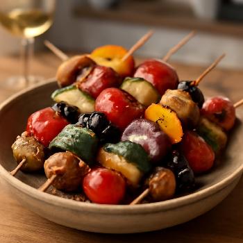 Brochettes de légumes méditerranéennes au barbecue