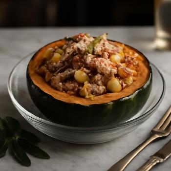 Courge Poivrée Farcie à la Saucisse Italienne et aux Pommes
