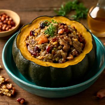 Courge Poivrée Farcie au Quinoa et aux Champignons