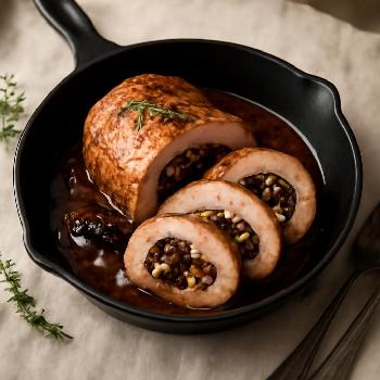 Filet de porc farci aux pruneaux et aux noix