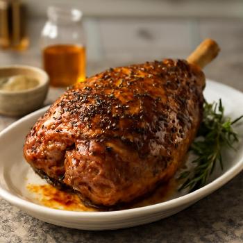 Gigot d'Agneau Rôti à la Moutarde et au Miel