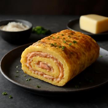 Rouleau d'omelette au four au jambon et au gruyère