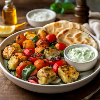 Souvlaki Grec Végétarien aux Légumes Grillés et Halloumi