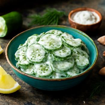 Salade Crémeuse de Concombre à la Crème Fraîche et Aneth