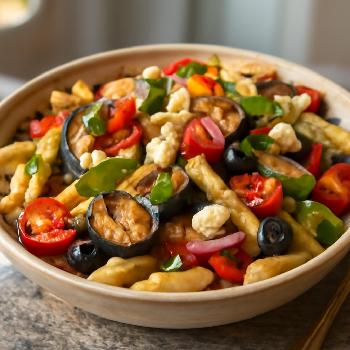 Salade de Pâtes Méditerranéenne aux Légumes Grillés et Feta