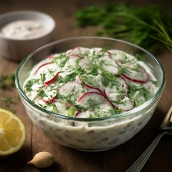 Salade de Radis et Concombres au Yaourt et à l'Aneth