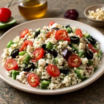 Salade de Riz de Chou-fleur Méditerranéenne Faible en Glucides