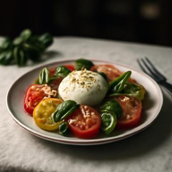 Salade de Tomates Anciennes à la Burrata Crémeuse et Basilic Frais