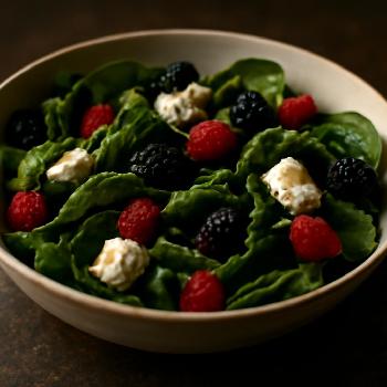 Salade d'épinards aux baies et fromage de chèvre