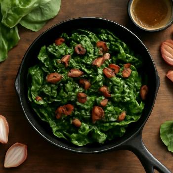 Salade d'épinards fanés à la vinaigrette chaude au bacon