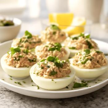 Salade d'œufs farcis au thon et câpres