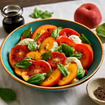 Salade Estivale de Tomates et Pêches au Basilic