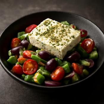 Salade Grecque Améliorée avec Feta Marinée et Olives Kalamata