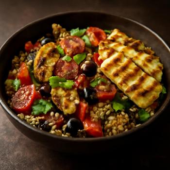 Salade Méditerranéenne au Quinoa, Légumes Grillés et Halloumi