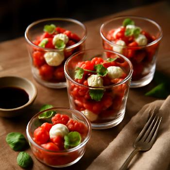 Verrines Fraîches de Salade de Tomates et Mozzarella: Un Apéritif Coloré et Savoureux