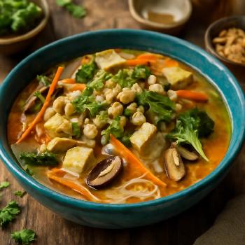 Laksa végétarien aux légumes et tofu