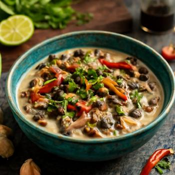 Soupe de Champignons Forestiers au Lait de Coco et Citron Vert
